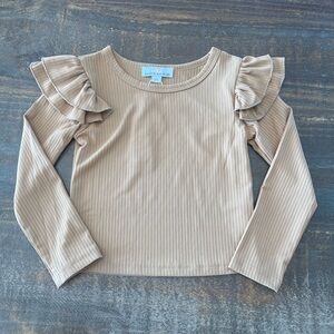 Ruffle Sleeve Ribbed Top